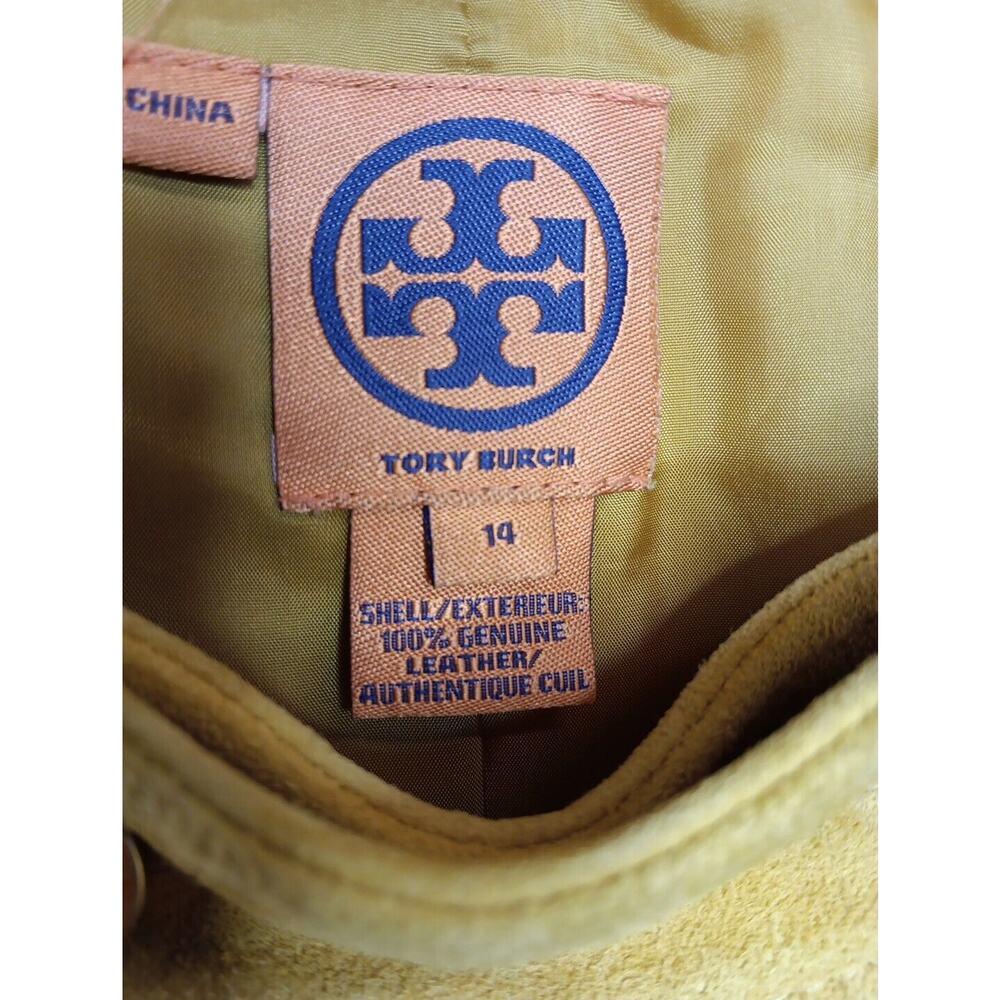 Tory Burch Buttery Soft Leather Evening Jacket Yellow Size 14 EUC - Picture 6 of 10